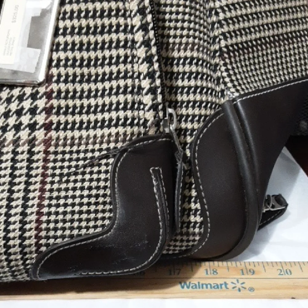 Vintage LAUREN RALPH LAUREN Brown‎ Houndstooth Plaid Duffel Bag